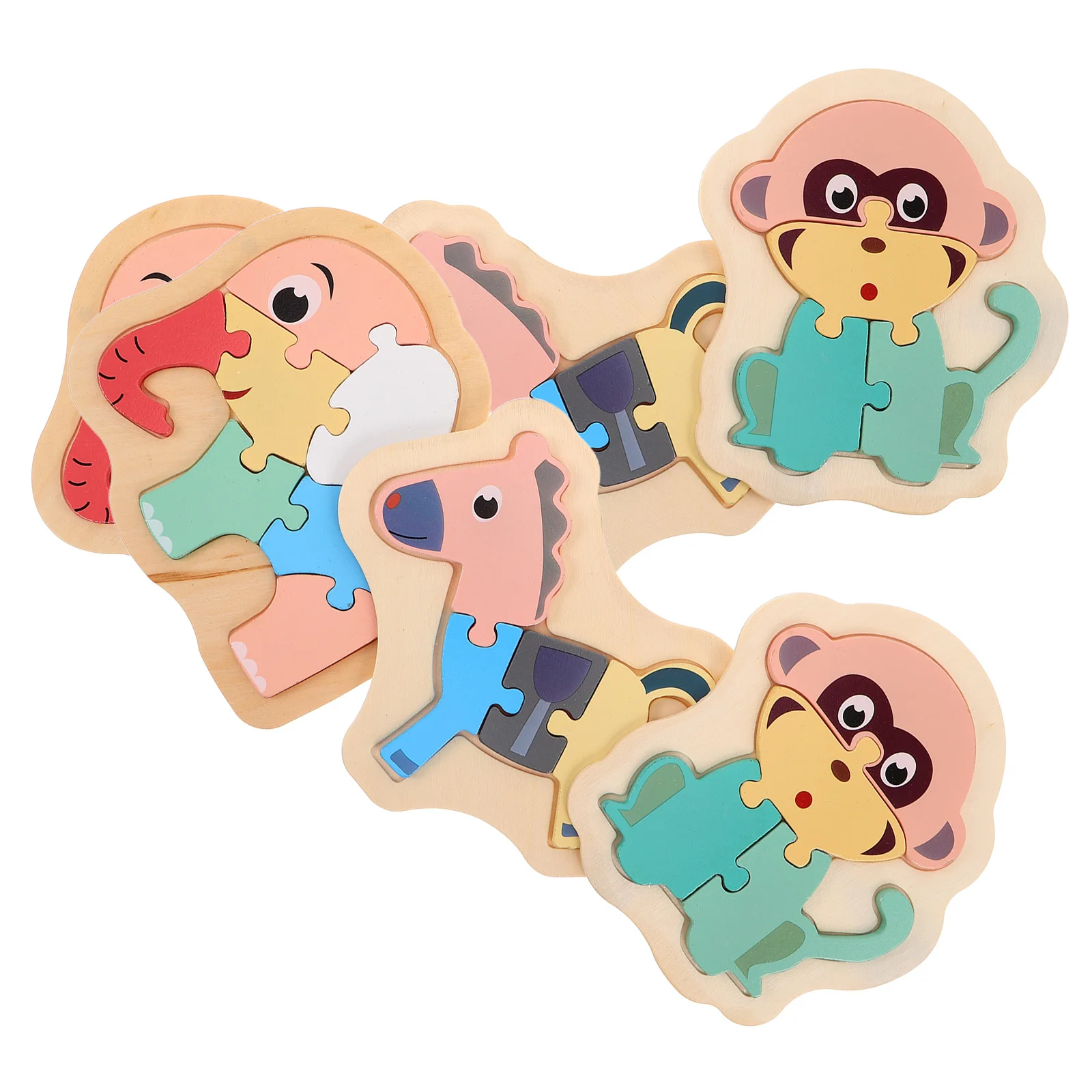 ตัวต่อไม้เด็กเล็ก 6 ชิ้น รูปสัตว์ เกมตัวต่อเสริมพัฒนาการเด็กก่อนวัยเรียน แบบมอนเตสซอรี่ 3 มิติ