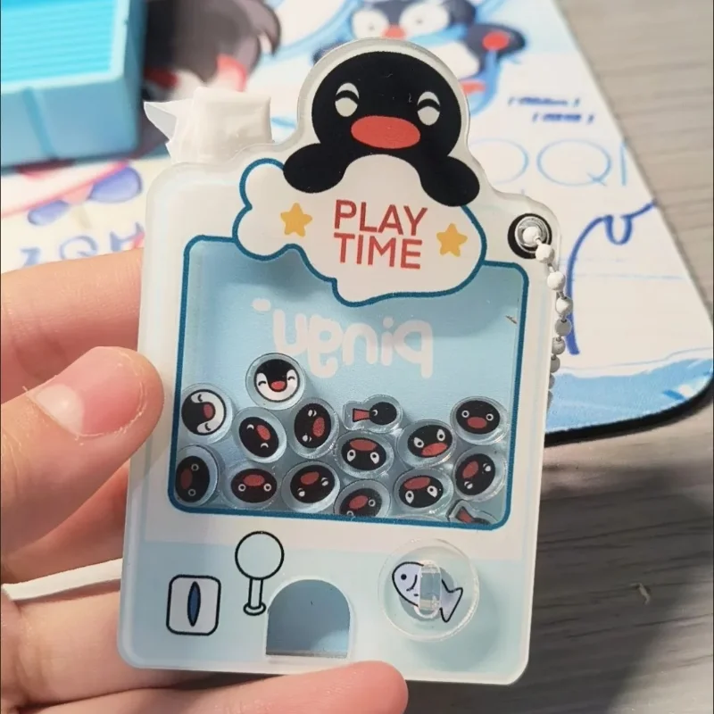 Cute Pingu Penguin Shaker Keychain, Acrylic Gacha Machine Bag Charm, Interactive Fidget Toy Pendant For Fans And Students view 5