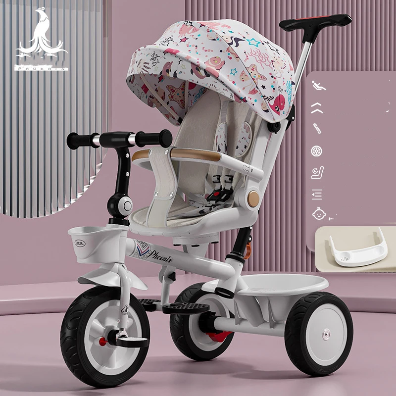 Baby Stroller Children's Tricycle Can Lie Down in Both Directions Large Baby Stroller Pusher Baby Bike Baby Hand Push Bicycle