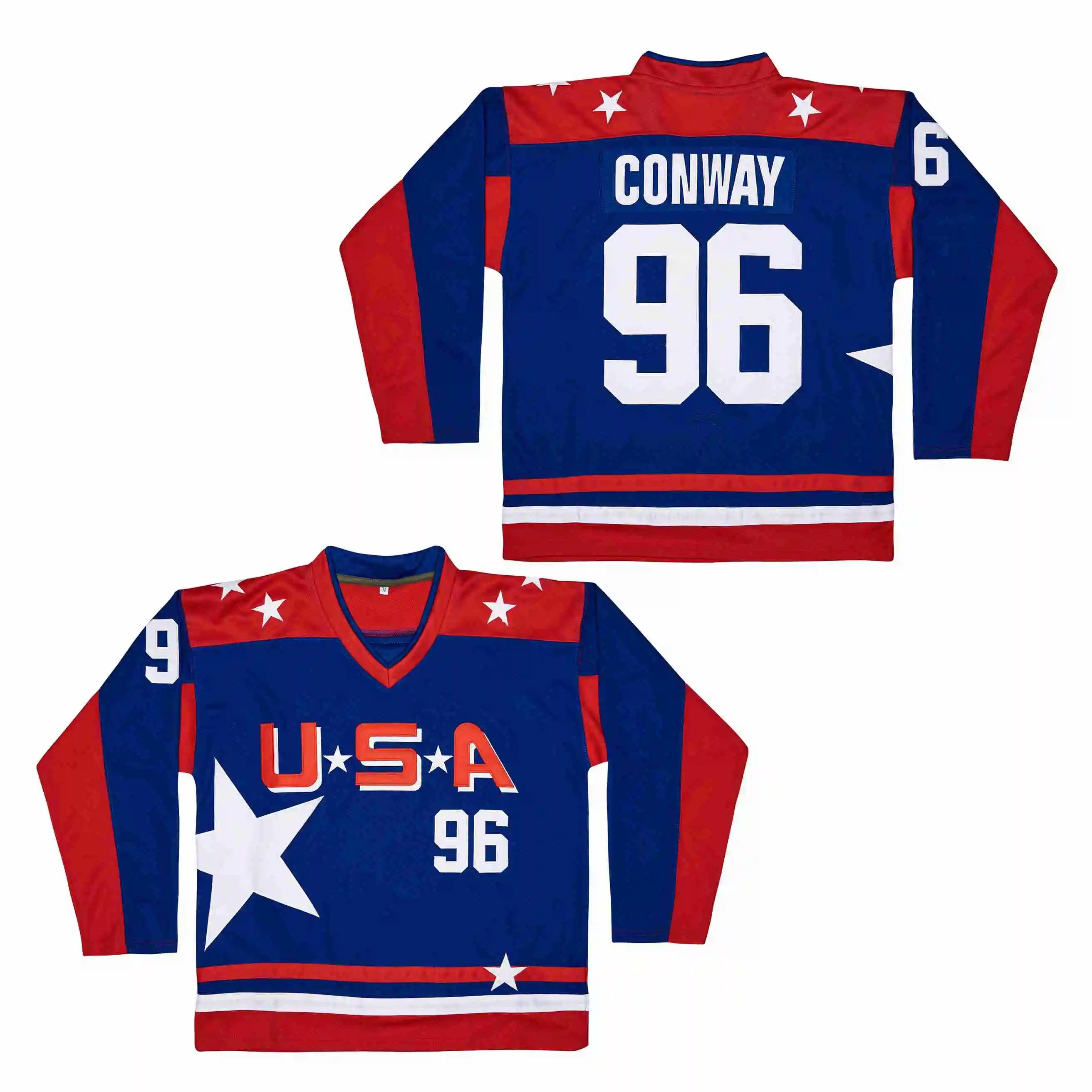 Maillot de hockey sur glace avec nom et numéro brodé, The Movie USA DUCKS wiches, Charlie Conway, hommes, femmes, enfants, #96