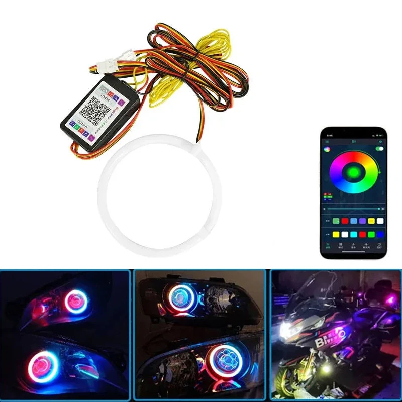 

1PCS RGB Angel Eyes LED Halo Ring Cotton Lights 12V Car Headlight Motorcycle DRL Driving Light Colorful 60MM-120MM APP Control