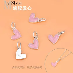 DIY Dripping Jewelry Accessory S925 Sterling Silver Temperament Heart Pendant Handmade bracelet necklace