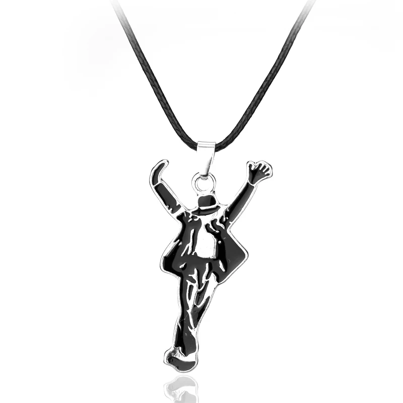 Classic Pop Star Singer MJ Necklace Dancing Michael Jackson Enamel Pendant Necklace For Fans Monumental Jewelry Accessories