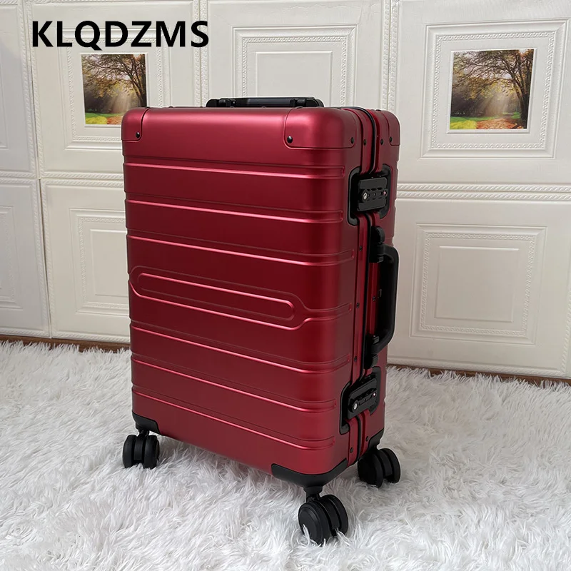 KLQDZMS Suitcase on Wheels Full Aluminum Magnesium Alloy Boarding Box Business Trolley Case 20