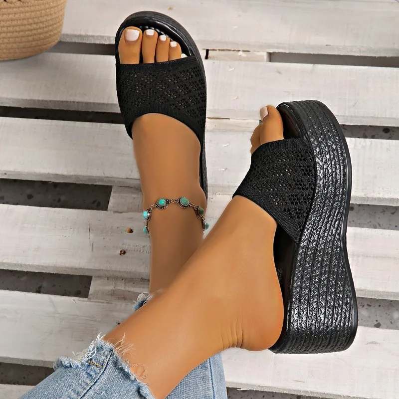 2025 جديد الصيف المرأة اللمحة تو منصة النعال موضة عادية الضحلة السيدات أسافين أحذية الاسلوب المناسب لراحة #2