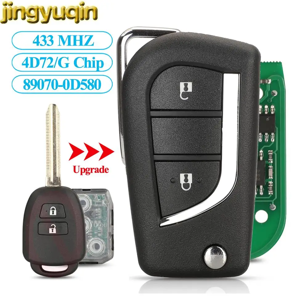 

Jingyuqin B71TA Upgrade Car Key Alarm Remote Fob 433MHZ 4D72/G Chip For Toyota YARIS 2014-2017 VIOS 2013-2016 89070-0D580 TOY43