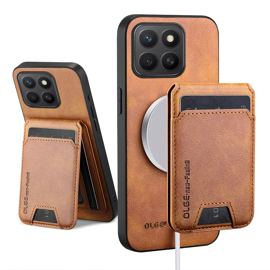 Image of Magnetische Lederhülle für Honor 400 500 600 X8C X60 X70 X9D X9C Smart Pro Lite Kartenhalter Abnehmbare Brieftaschenhülle