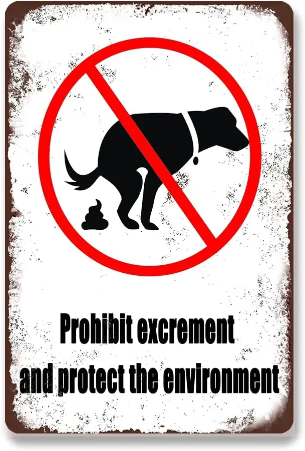 Prohibit Excrement And Protect The Environment Park Pets Signs Outdoors Cats And Dogs Art Simple Tin Metal Sign Wall Mural  sign