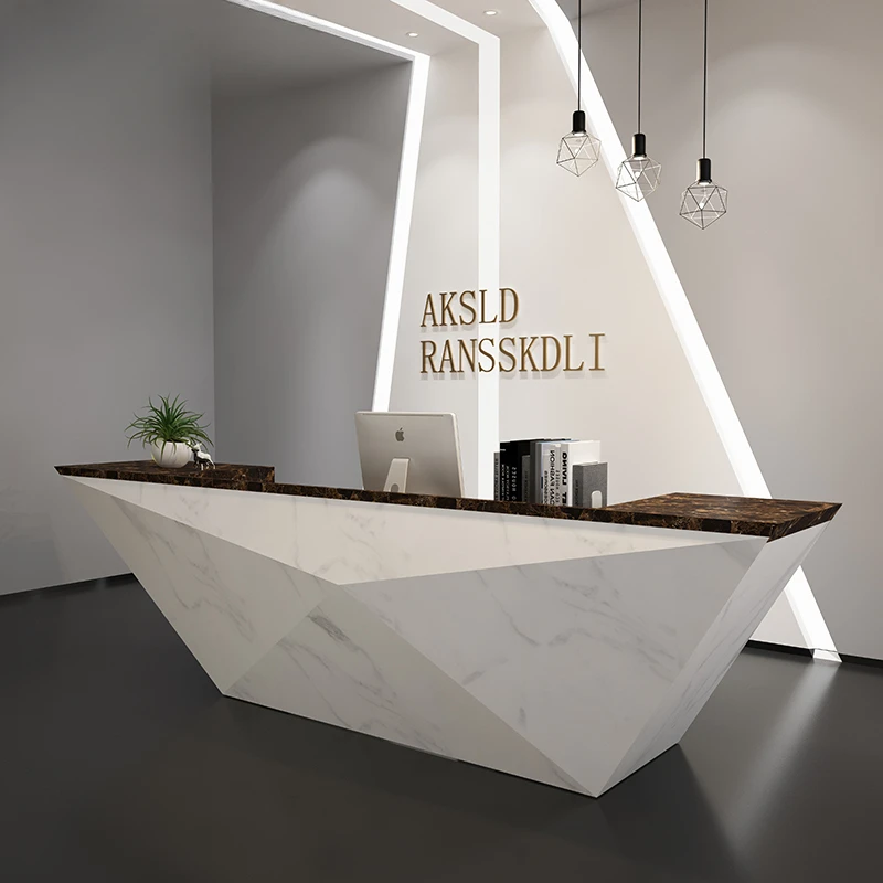 Front desk, reception desk, beauty institution, cash register, bar counter, commercial modern simple baking paint image 3