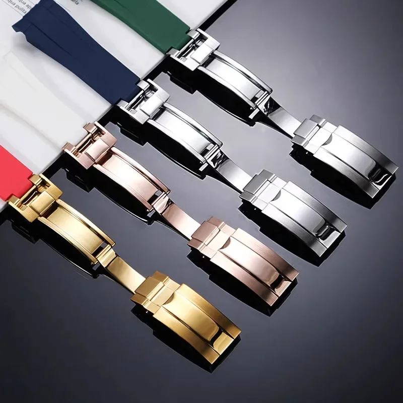 20 مللي متر 21 مللي متر أسود أخضر أزرق منحني نهاية سيليكون المطاط حزام الساعات ل دور حزام RX دايتونا الغواصة GMT اكسبلورر 2 سوار #4