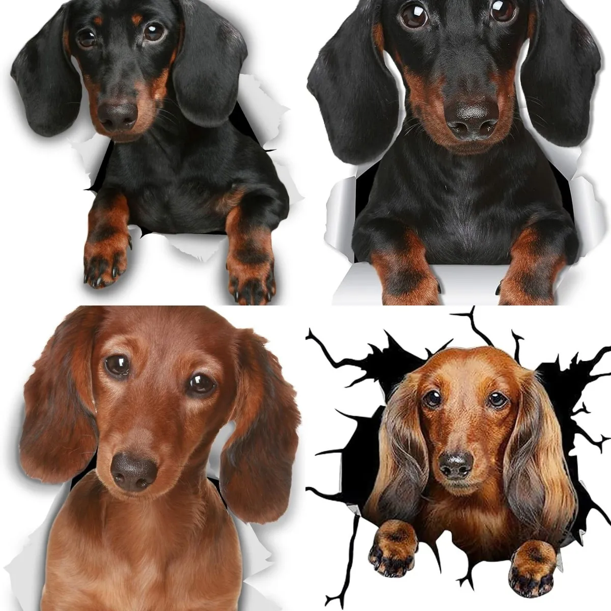 Cute Dachshund Sausage Dog Wall Decals Wiener Dog Toilet Sticker 3D Dog Car Window and Bumper Sticker Dachshund Lover Gifts