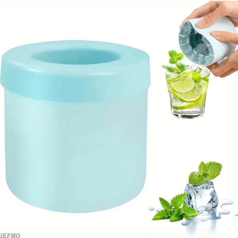 Silicone Ice Cup Maker Ice Cube Mold Storage Box with Lid Flexible Silicone Ice Bucket Kitchen Gadgets for Cold Drinks