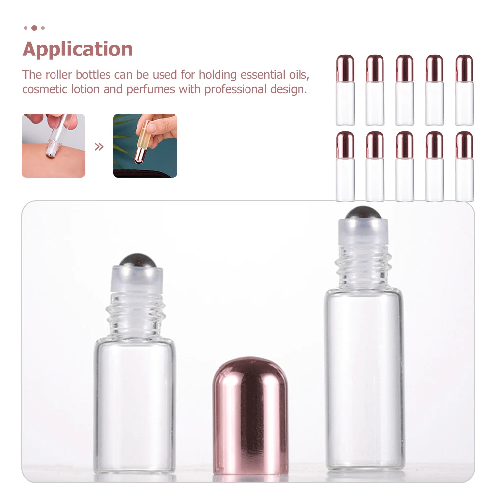 

10Pcs Essential Oil Roller Glass Bottles Leakproof Portable Refillable Travel Size for Perfume Lotion