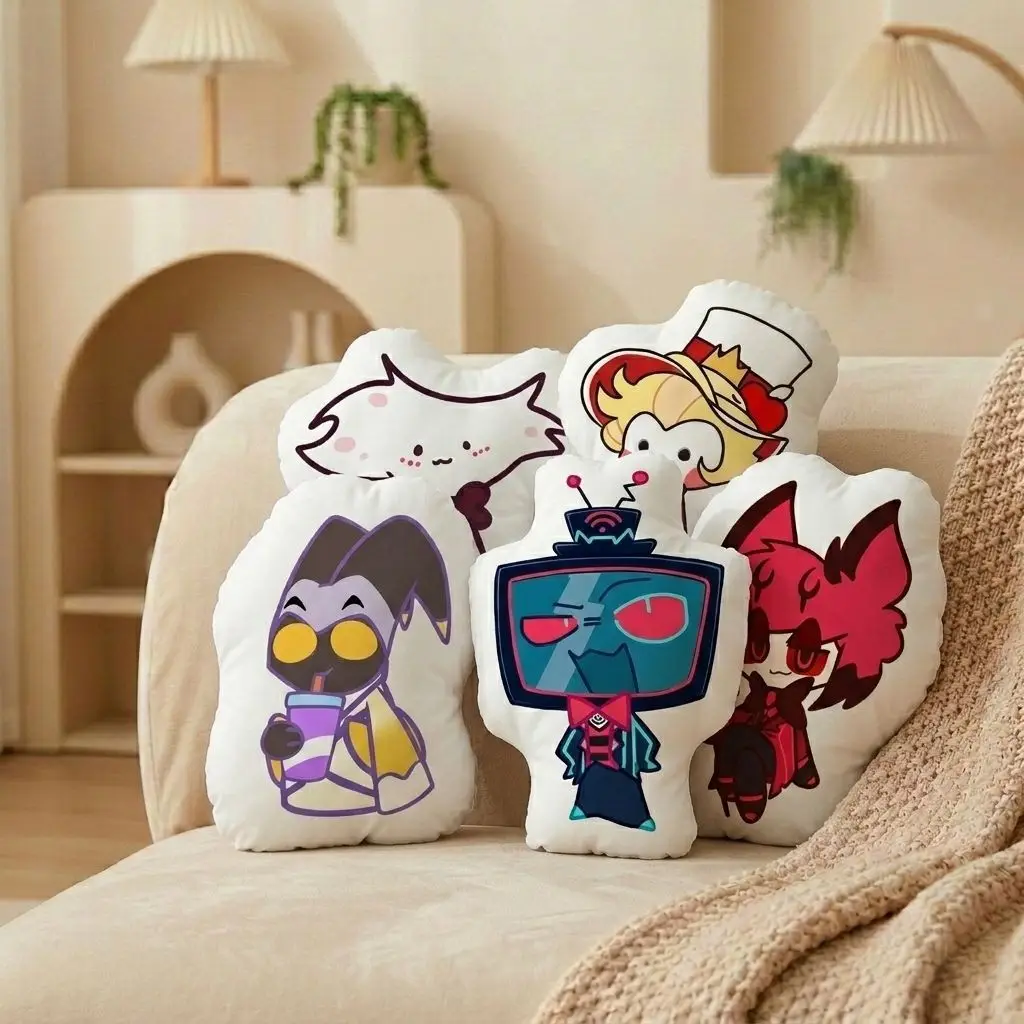 Kawaii Cartoon Demon Plush Throw Pillow Anime Style Sofa Cushion Room Decor Soft Stuffed Toy for Fans Adults Gift Cosplay Doll