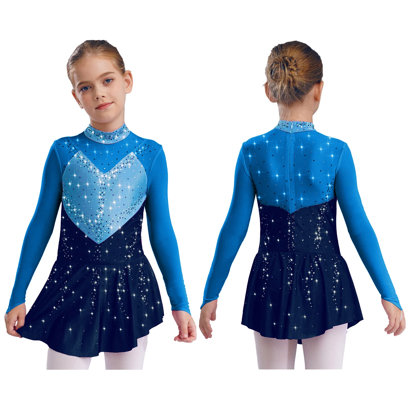 Girls Ballet Dress Figure Skating Swing Dance Dress Gymnastic Leotard Rhinestone Tassel Body Jersey Leotard Performance Costumes