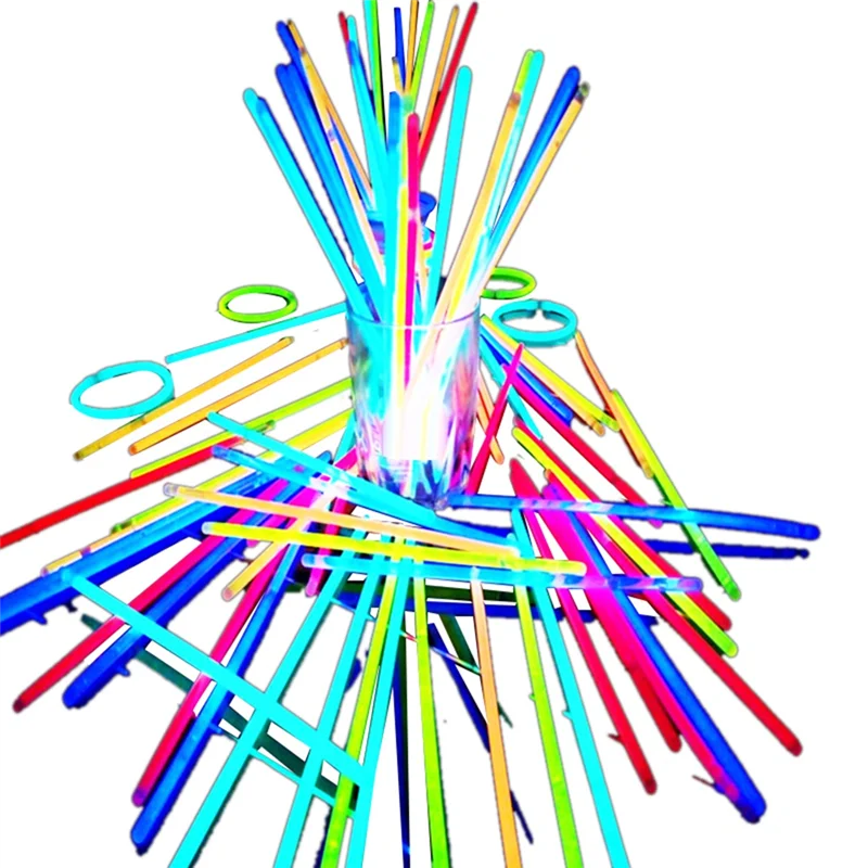 

100Piece Bracelets Necklaces Neon Bright Colorful Glow Stick For Wedding Party Glow Sticks-A12I