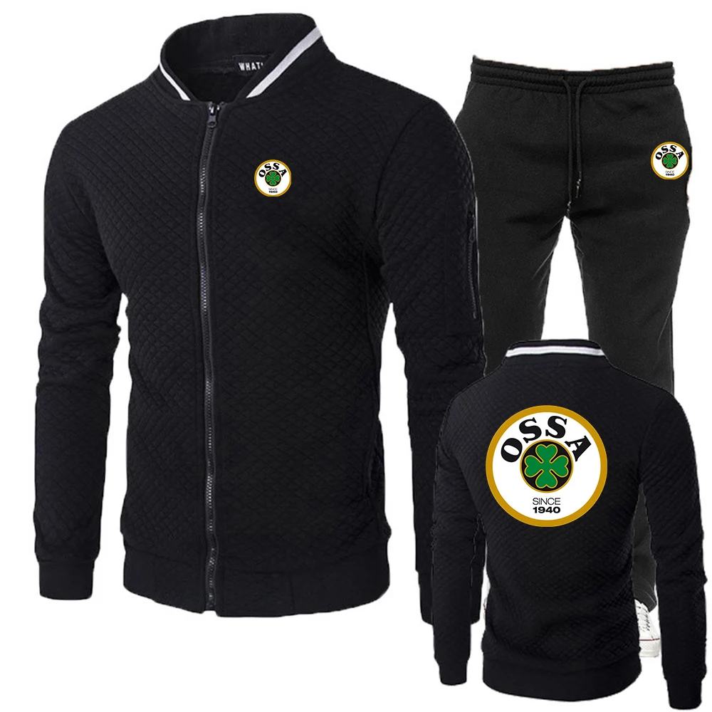 OSSA Logo Classic Retro Motorcycle 2025 Brand Men's Simple Style Sweatshirt Pullover Hoodies Suitable Sports Pants Suits