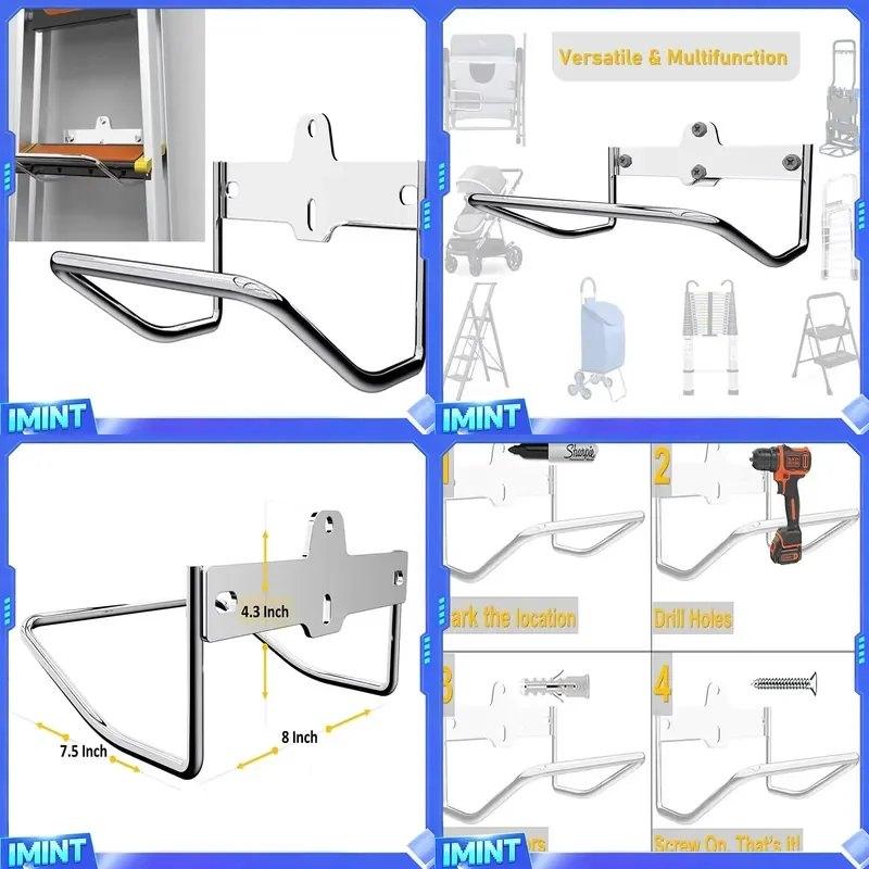 Ladder Rack Hanger Ladder Hanger for Garage Wall, Ladder Storage Strollers and Folding Chair, Heavy Lader Holder