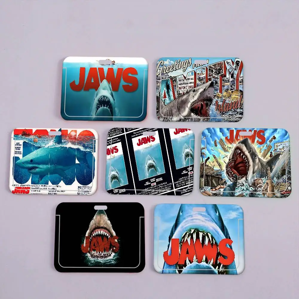 Classic Thriller Movie J-Jaws 1 Pcs Sliding ID Badge Holder With Clear Window ID Card Protector For Office School Staff Student