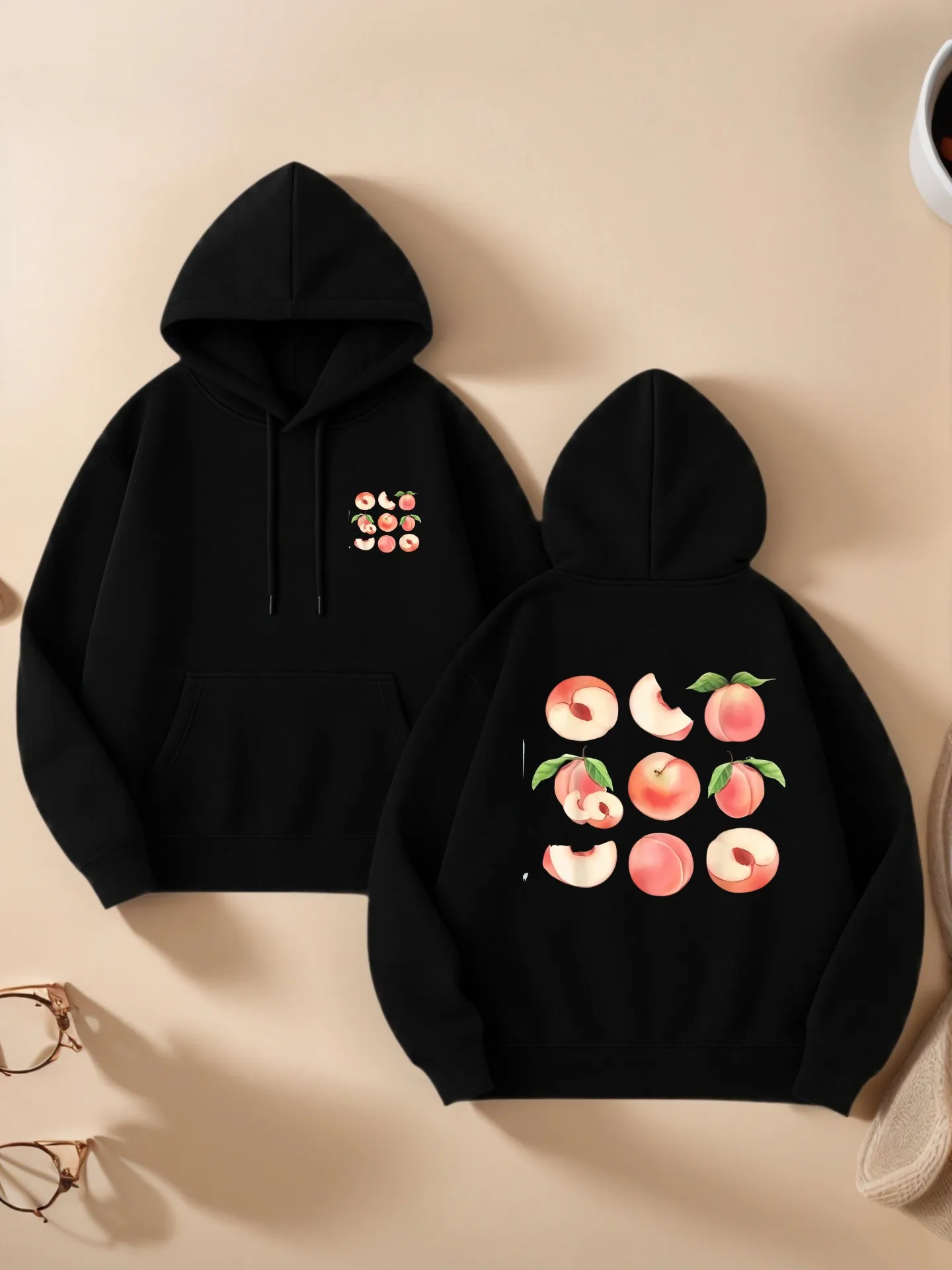 

Peach - Print Graphic Hoodie Women, Cute Aesthetic Design, Soft Fabric, Casual Everyday Wear, For Teens