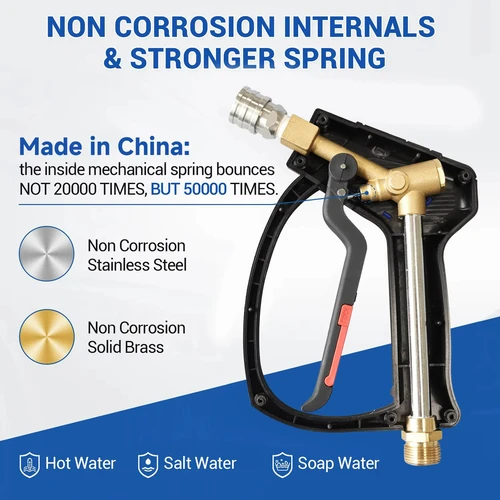 Imagen 2 del producto Pistola de agua de alta presión de alta presión 4080 Pesi Gun de spray de acero inoxidable M22-14 mm Patio de limpieza y área de granja enjuague a alta presión Dirt sin esfuerzo, para Karcher Nilfisk Parkside Bosch