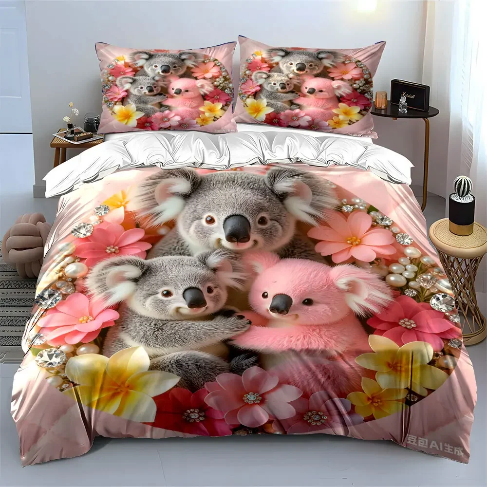 Cute Koala Trio Decoration Set Multiple sizes kid's and adults' bedroom Exquisite 3PC bedding set, gift