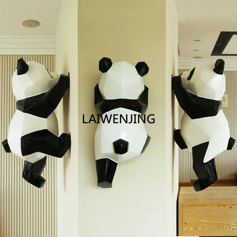 LY FRP 3D Wall Panda Shop Decoration Sculpture Roof Large Pendant Interior