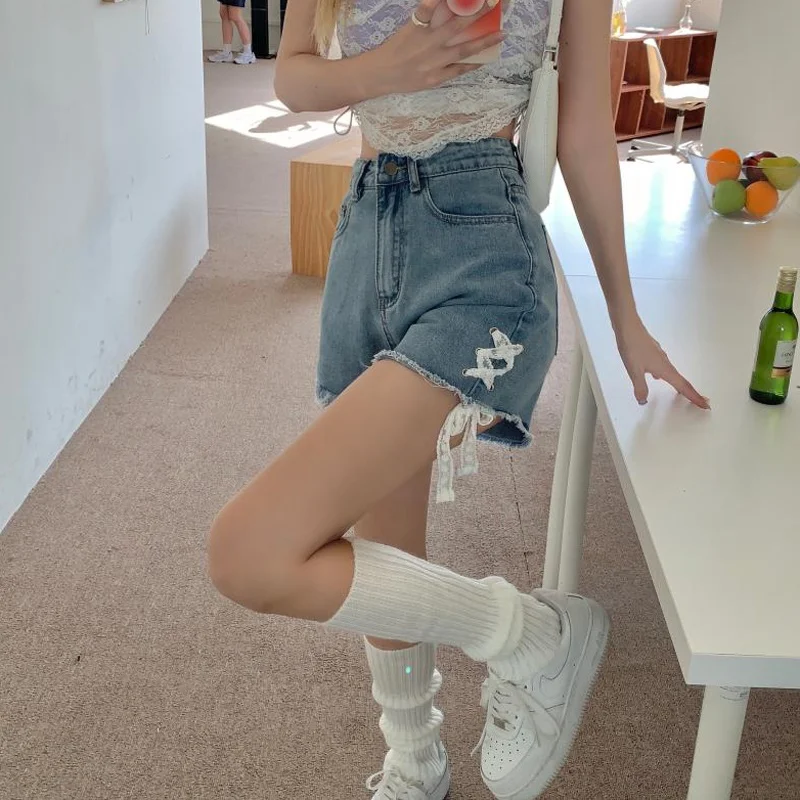 

Summer Thin Denim orts Women's High Waist Wide Leg Hot Pants Spicy Girl Sle Design plus Size Fat MM Large Code Hot Clothes