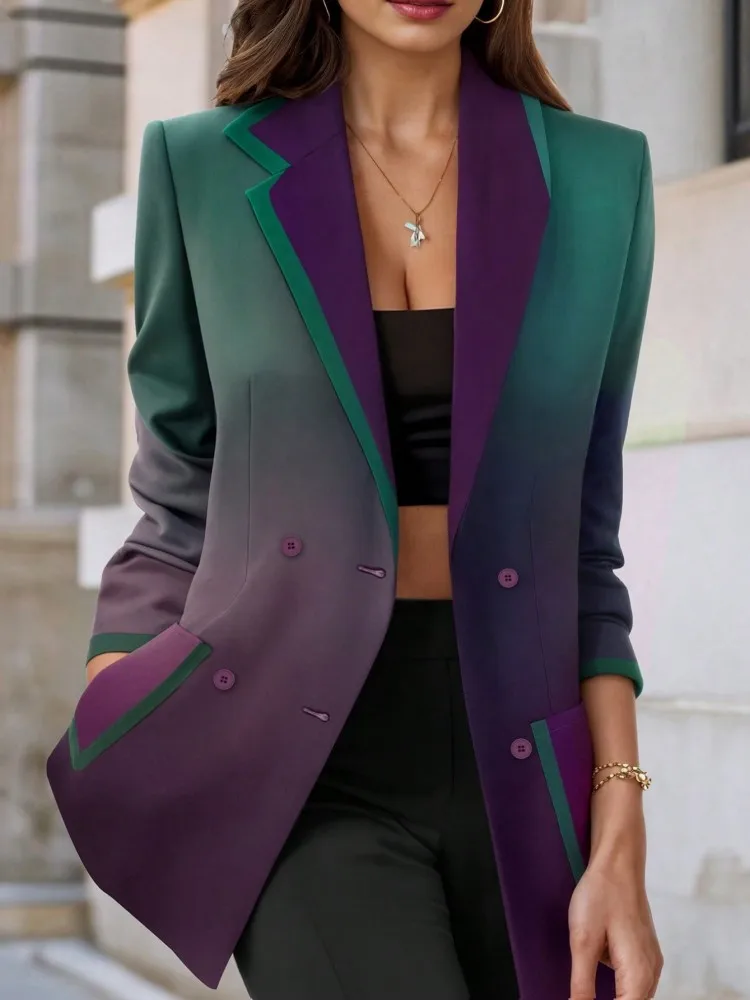 

Elegant Blazer Coat For Women Fashion Lapel Oversized Suit Jackets 2025 New Autumn Winter Office Lady Casual Loose Outerwear