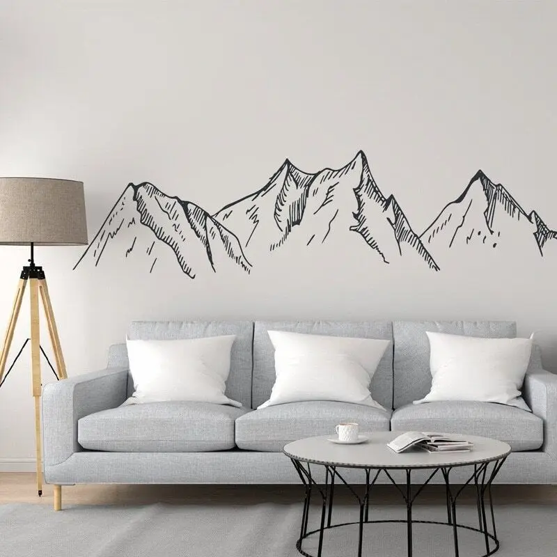 Mountain Silhouette Wall Decal Mountains Vinyl Sticker Farmer House Murals for Living Room Mordern Room Decoration 3901