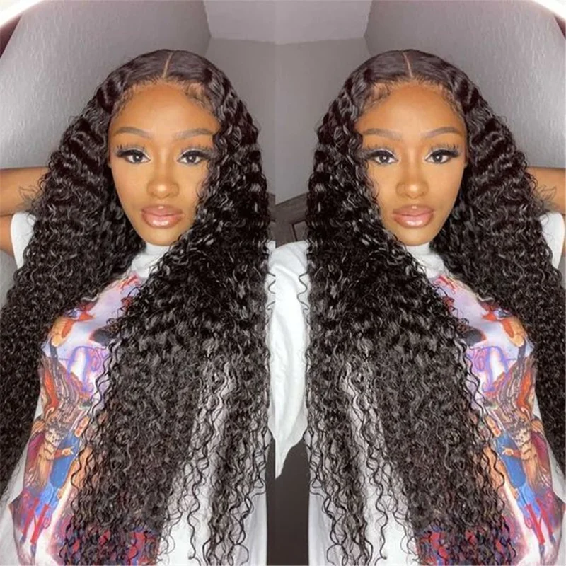 

Indian Remy Human Hair Lace Front Wigs Black Kinky Curly Frontal Wigs 13x4 Closure With Baby Hair For Black Women