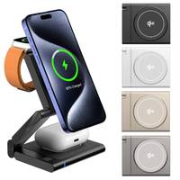 Full Aluminum Alloy Qi2 Foldable Fast Magnetic Wireless Charger Stand for iPhone 15 14 13 12 Apple Watch 8 7 6 Airpods Pro