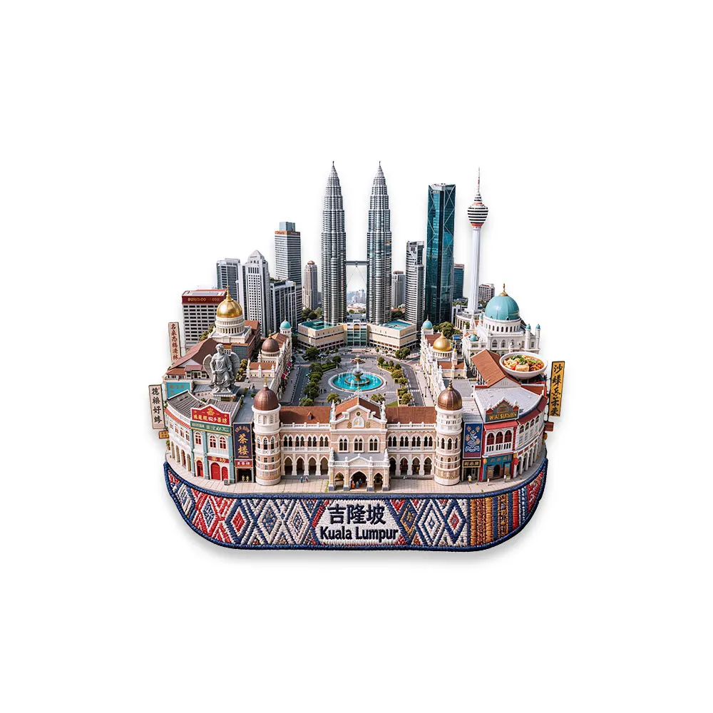 Kuala Lumpur Metal Fridge Magnet3D Embossed Travel Souvenir Durable Creative Home Decoration Gift Kitchen Refrigerator Durable