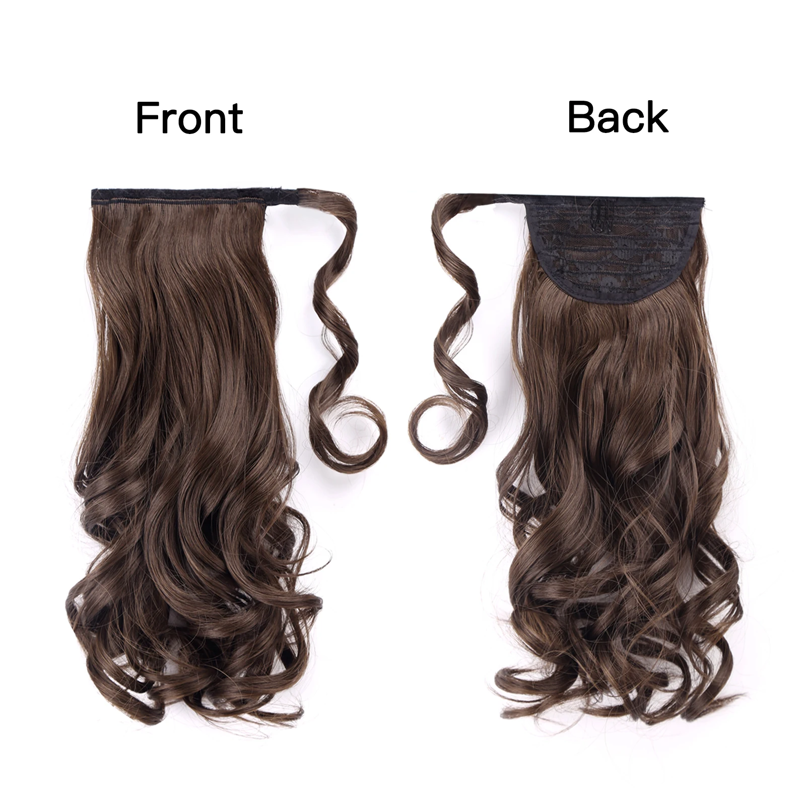 Amir Synthetic Long Wave Ponytail Wrap Around Ponytail Clip in Hair Extensions Natural Hairpiece Head wear Brown Gray Hair