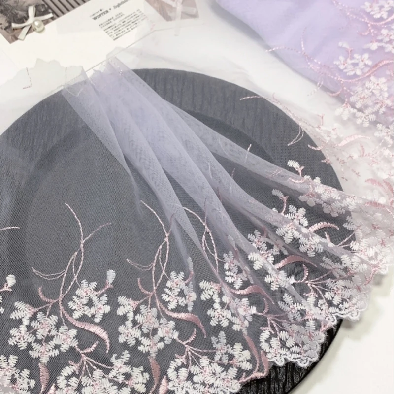 

30Yards Embroidery Tulle Lace Trim DIY Sexy Doll Lingerie Accessories Fabrics Light Purple Net Lace for Dress Sewing