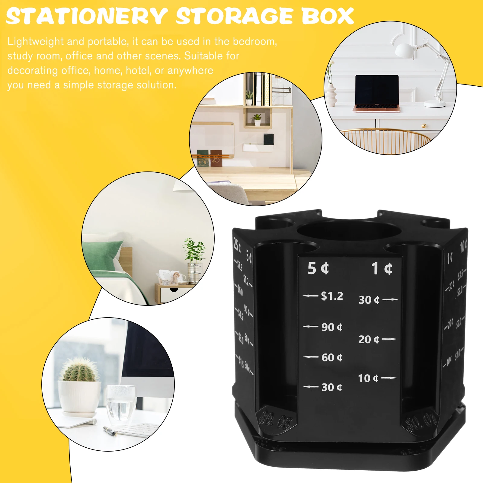 

Rotatable Coin ganizer Pen Holder Storage Container Desk Decor Lightweight Portable Home Office Use Multi Function Stationery