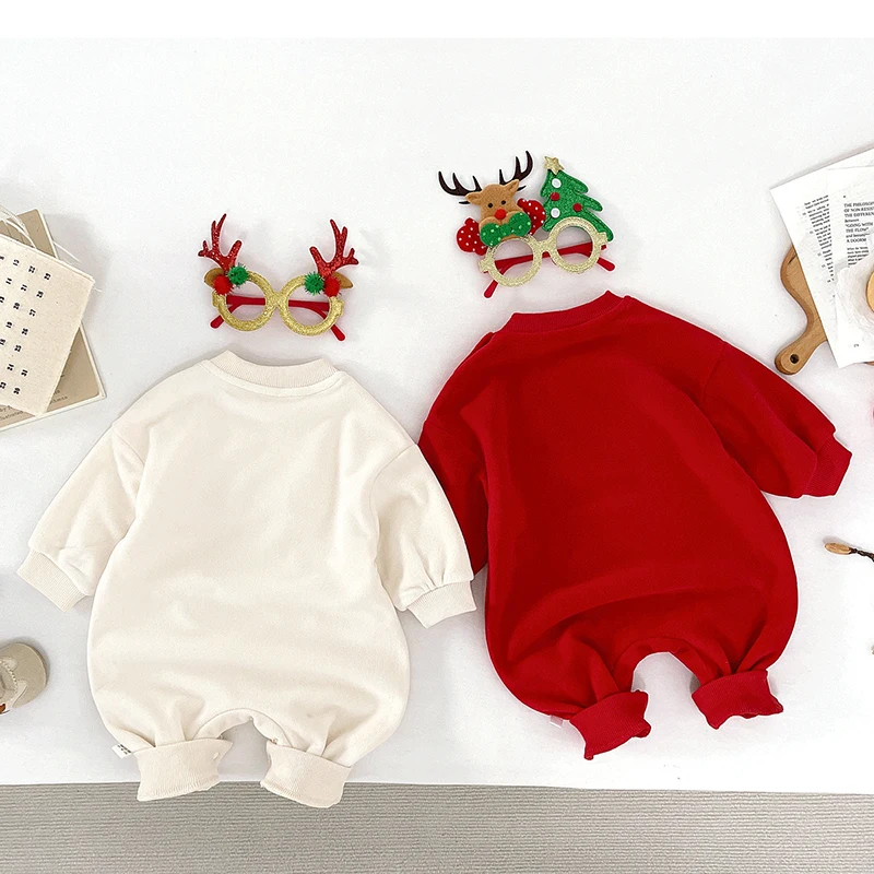 2025 New Year Kids Clothing 0-24M Infant Baby Boys Girls Jumpsuit Long Sleeved Cartoon Print Romper Christmas Children Clothes