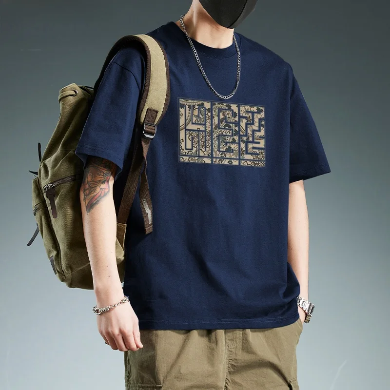 Navy blue-2208 short sleeves-100% cotton