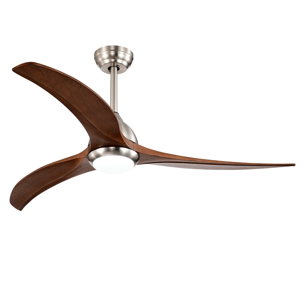 

52" Solid Wood Blades Ceiling Fan With Light with Remote Control, Noiseless Reversible Motor, 6 Speed ,3 Color