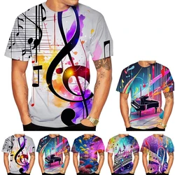 New Fashion Summer 3D High-definition Printed Music Symbols and Note Patterns T-shirt in Street Style Unisex Kids Casual Top