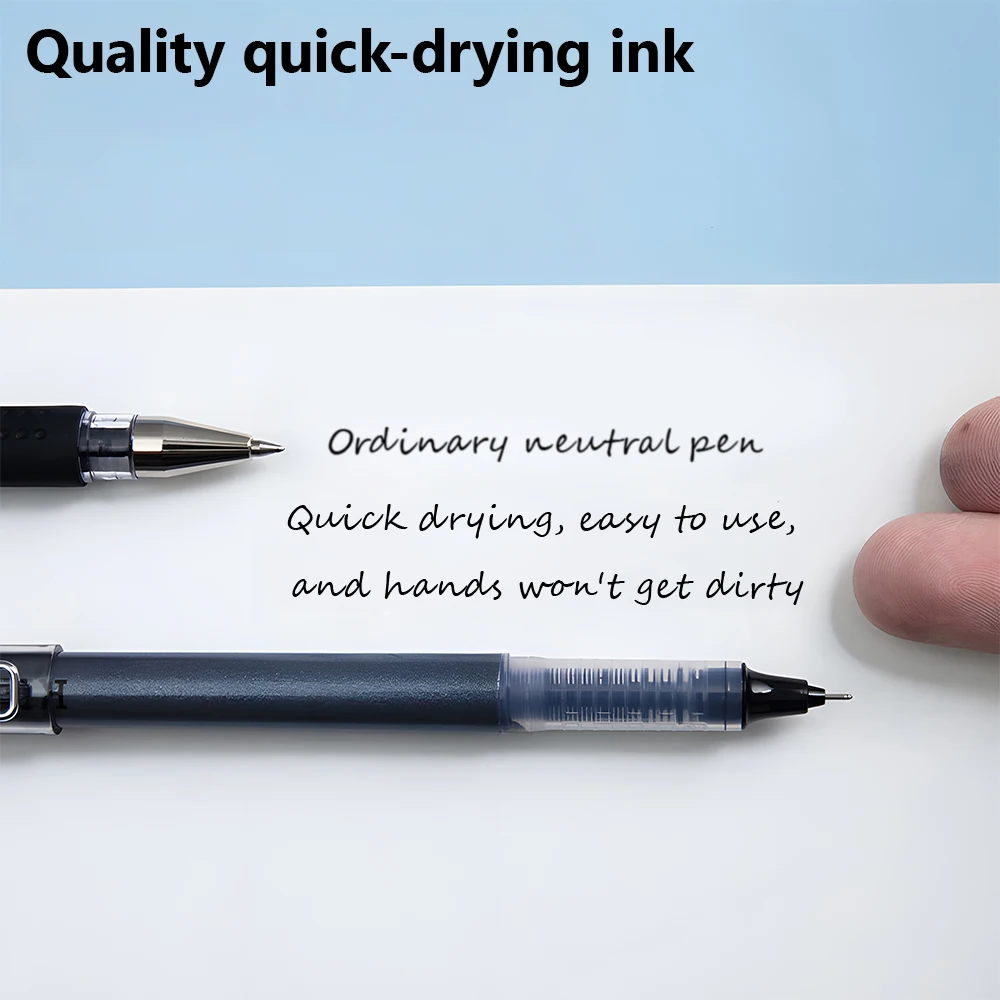 M & G 12 قطعة هلام القلم 0.5 مللي متر جل أسود أقلام التجفيف السريع حقنة كاملة قلم توقيع أقلام السائل المستقيم للطلاب مكتب الامتحان