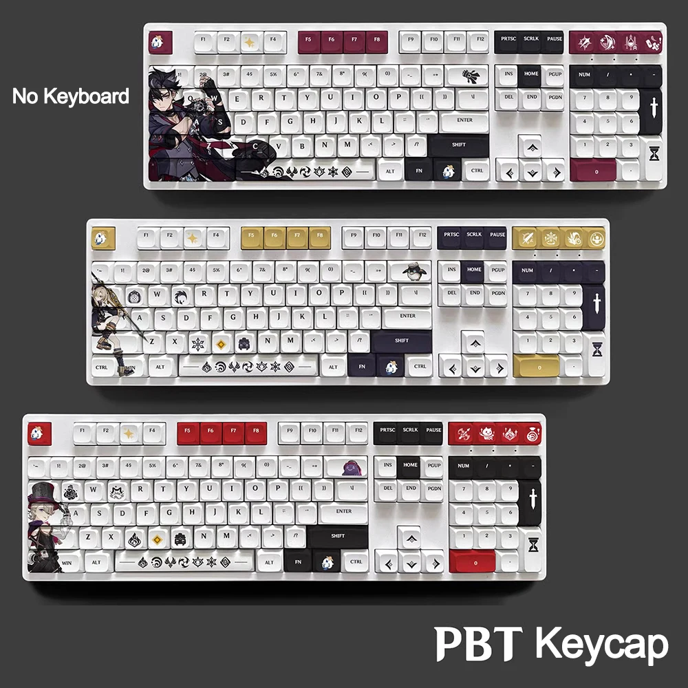Genshin Impact Keycaps Furina Wriothesley Neuvillette PBT Material Keycaps For ANSI Mechanical Keyboard XDA Profile Only Keycaps