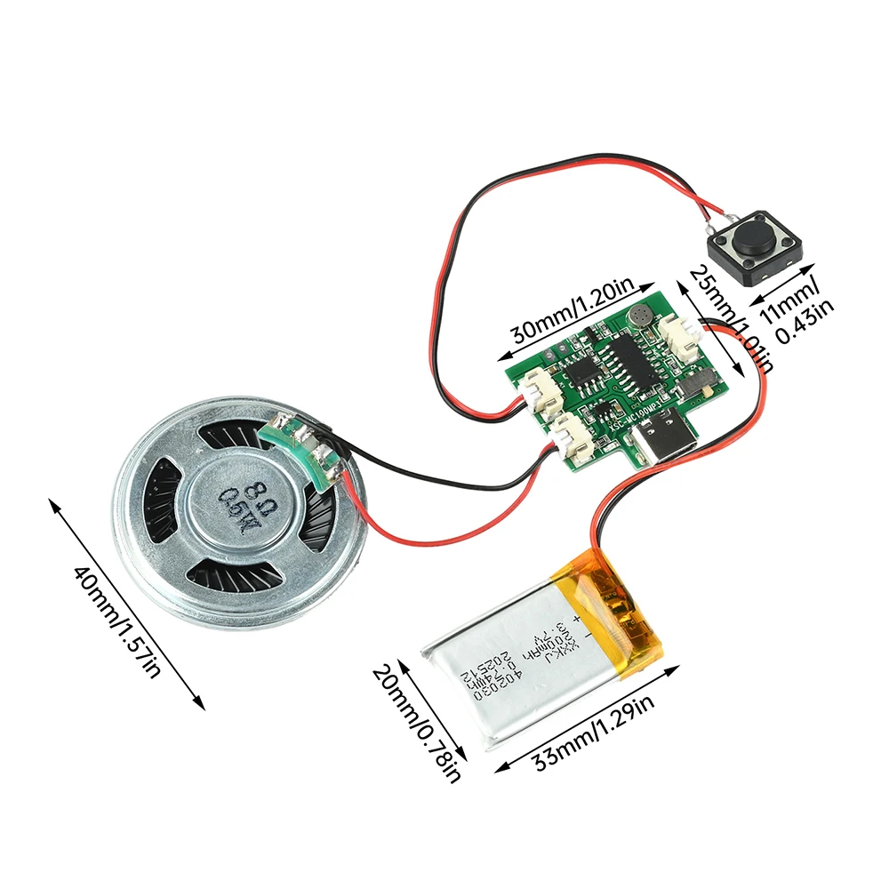 Módulo de Grabación de Audio y Carga Tipo-C de 8M MP3 con Descarga de Audio y Grabación con un Clic para Tarjetas de Felicitación DIY, Libros Pop-up, Imanes de Nevera y Regalos Hechos a Mano