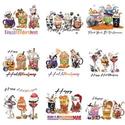 9piece New Halloween Iron On Patch Thermal Transfer Diy Accessory Washable Arts Crafts Ironing Stickers Patch Happy Halloween