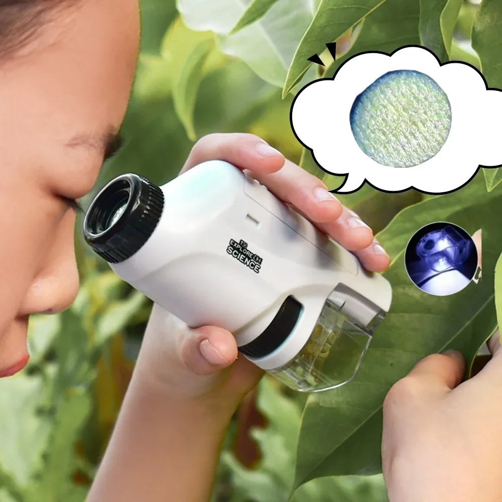 Handheld microscope Kit Lab LED Light 60X-120X Home School Bioscience educational toy