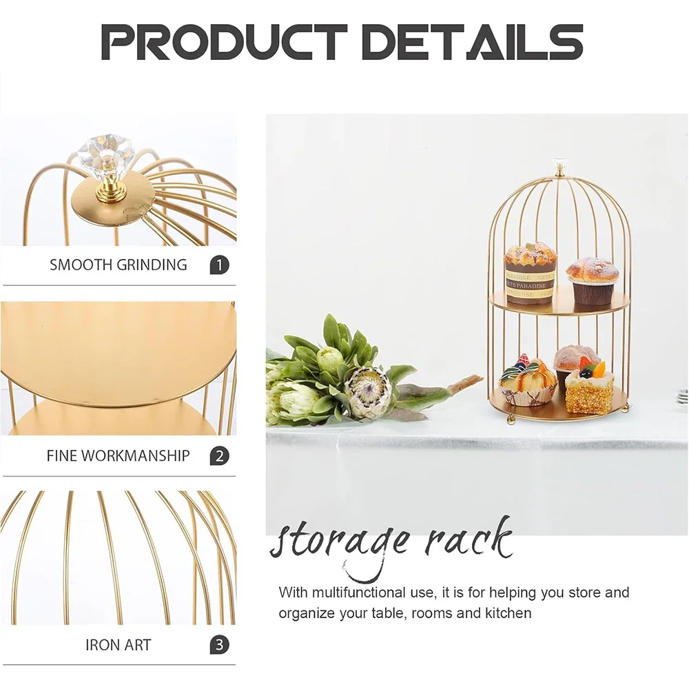 Bird Cage Shape Cosmetic Rack Desktop Makeup Organizer Rack, Cupcake Stand Perfume Lotion Bottle Skincare Products Shelf Display