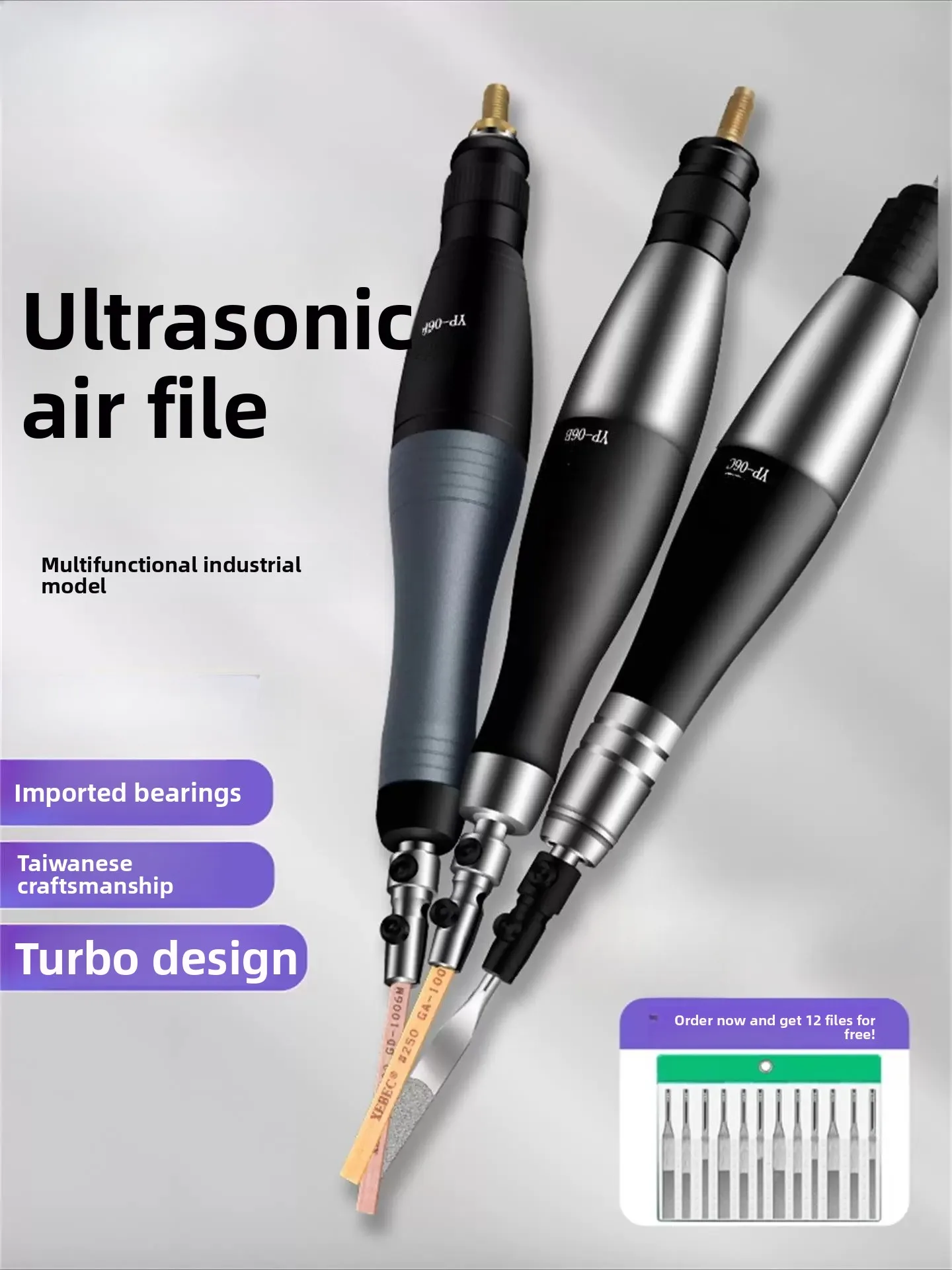 Pneumatic Ultrasonic Reciprocating File – Air Lapping & Polishing Tool for Mold Deburring, Die Finishing