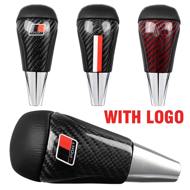 

Leather carbon fiber shift head universal manual gear shift knob with 3 adapters car gear shift knob M10 M8