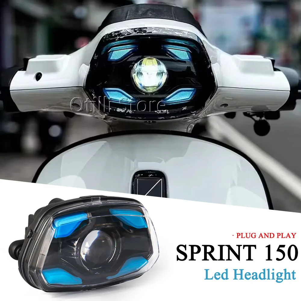

Motorcycle Headlight Front Led Lights Durable DRL Lamp For Vespa Sprint 150 SPRINT150 2023 2024 2025 Moto Accessories Blue