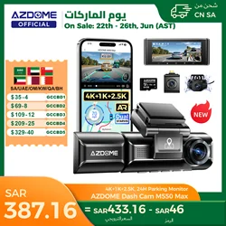 AZDOME M550 Max Dash Cam 4K + 1K + 2,5 K GPS incorporado WiFi 150FOV cámara de coche 24H Monitor de estacionamiento visión nocturna cámara de salpicadero para coches